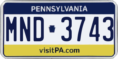 PA license plate MND3743