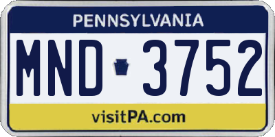 PA license plate MND3752