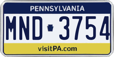 PA license plate MND3754