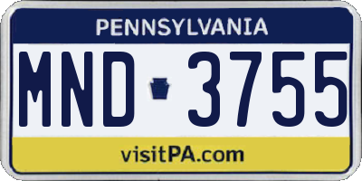 PA license plate MND3755