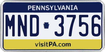 PA license plate MND3756