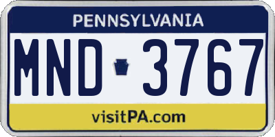 PA license plate MND3767