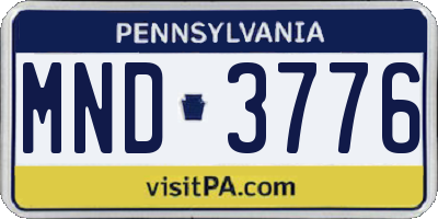 PA license plate MND3776