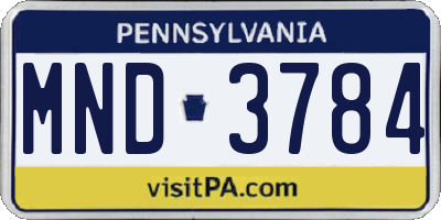 PA license plate MND3784