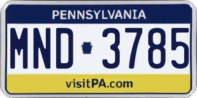PA license plate MND3785