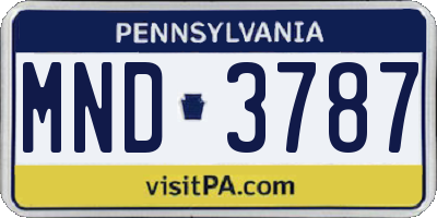 PA license plate MND3787
