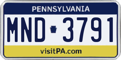 PA license plate MND3791