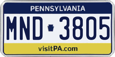 PA license plate MND3805
