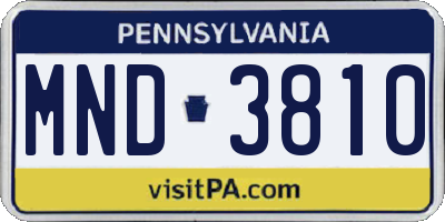 PA license plate MND3810