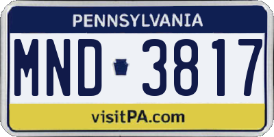 PA license plate MND3817