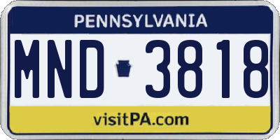 PA license plate MND3818