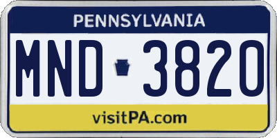 PA license plate MND3820