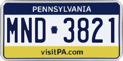 PA license plate MND3821