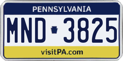 PA license plate MND3825