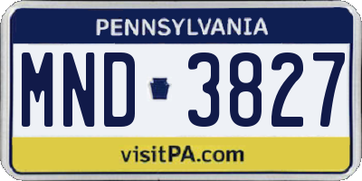 PA license plate MND3827
