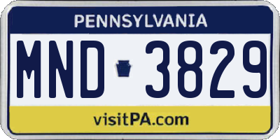 PA license plate MND3829