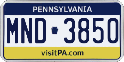 PA license plate MND3850