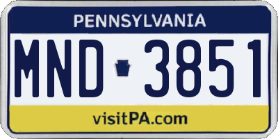 PA license plate MND3851