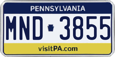 PA license plate MND3855