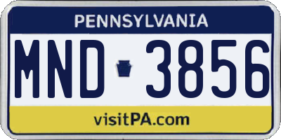 PA license plate MND3856