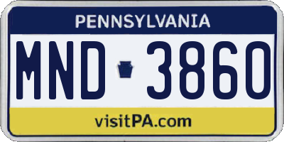 PA license plate MND3860