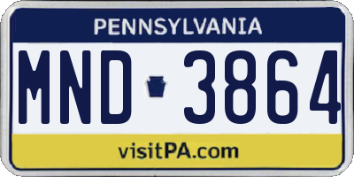 PA license plate MND3864