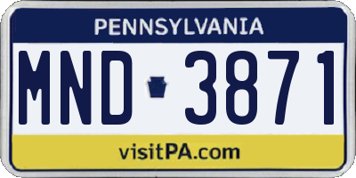 PA license plate MND3871