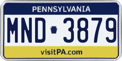 PA license plate MND3879