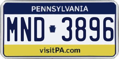 PA license plate MND3896