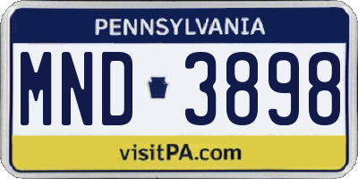 PA license plate MND3898