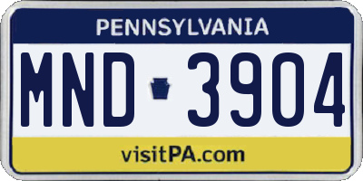 PA license plate MND3904