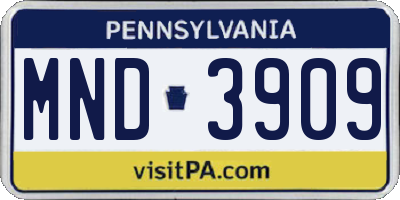 PA license plate MND3909
