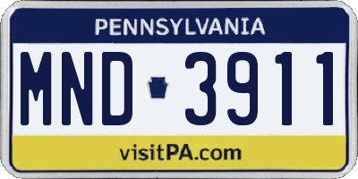 PA license plate MND3911