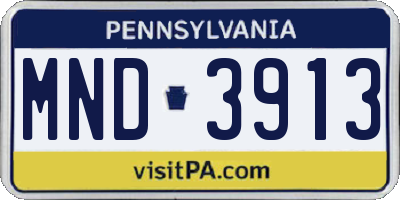 PA license plate MND3913