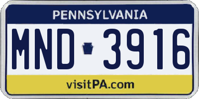 PA license plate MND3916