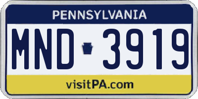 PA license plate MND3919