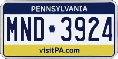 PA license plate MND3924