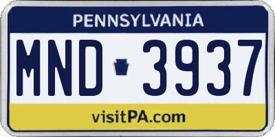 PA license plate MND3937