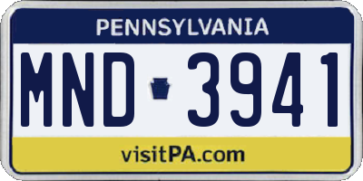PA license plate MND3941