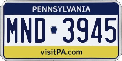 PA license plate MND3945