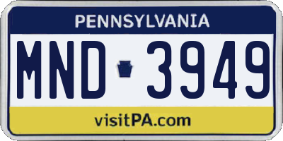PA license plate MND3949