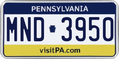 PA license plate MND3950