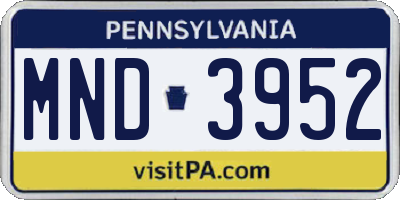 PA license plate MND3952