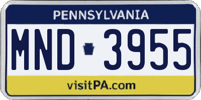 PA license plate MND3955