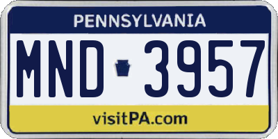 PA license plate MND3957