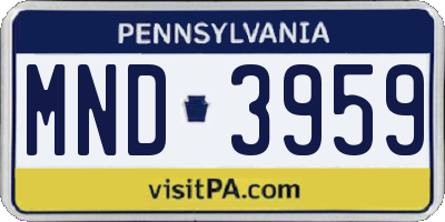 PA license plate MND3959