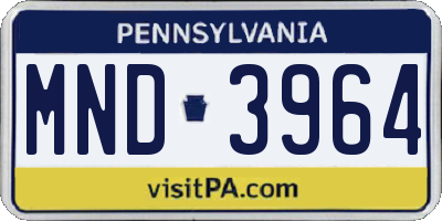 PA license plate MND3964