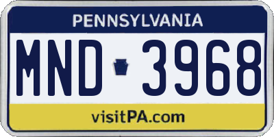 PA license plate MND3968