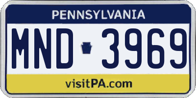 PA license plate MND3969