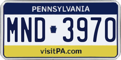 PA license plate MND3970